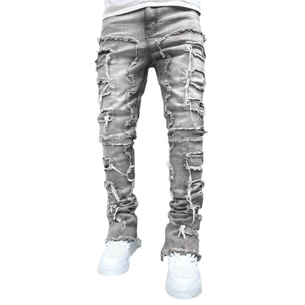 Wholesale Men's Stretch Patch Straight Jeans