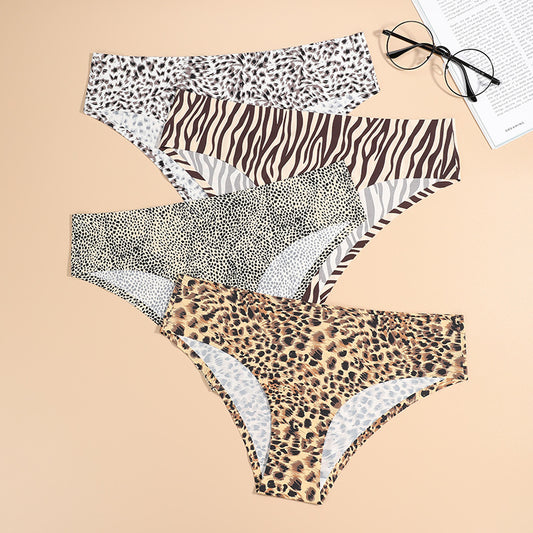 Wholesale Ladies Leopard Panties Women's Low Waist Traceless Briefs Quick Dry Briefs