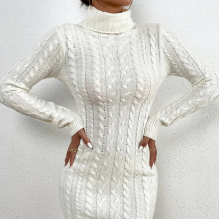 Wholesale Women's Fall Winter Turtleneck Casual Twist Sweater Dress