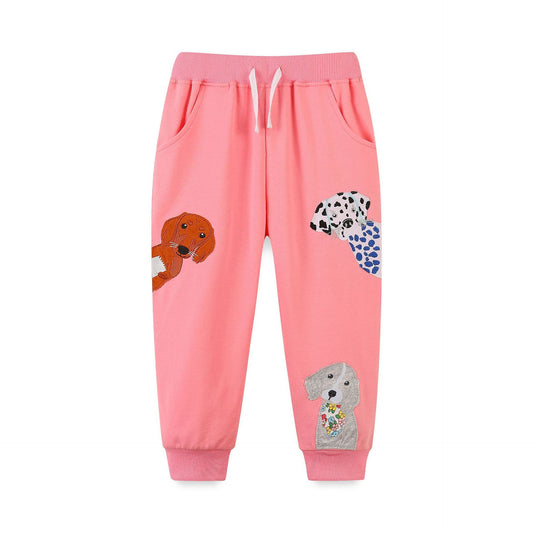 Wholesale Autumn Girls' Embroidered Pattern Cute Sports Joggers