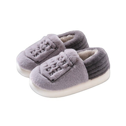 Wholesale Men's Fall Winter Indoor Thick-soled Warm Faux Fur Slippers 