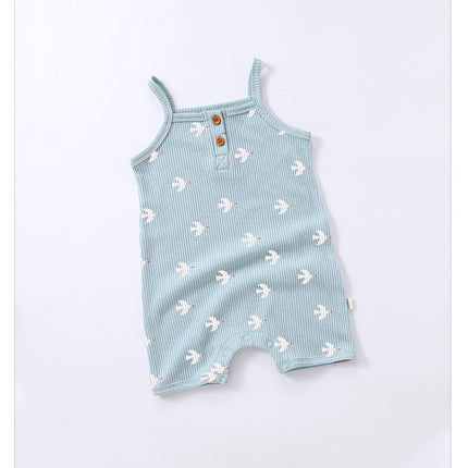 Newborn Sling Printed Romper Toddler Sleeveless Waffle Boxer Bodysuit