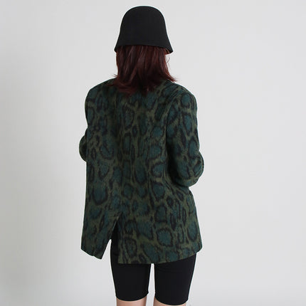 Wholesale Women's Spring Lapel Leopard Print Loose Retro Blazer