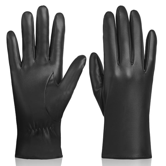 Wholesale Women's Winter Touch Screen Plus Velvet Outdoor Pu Leather Warm Gloves