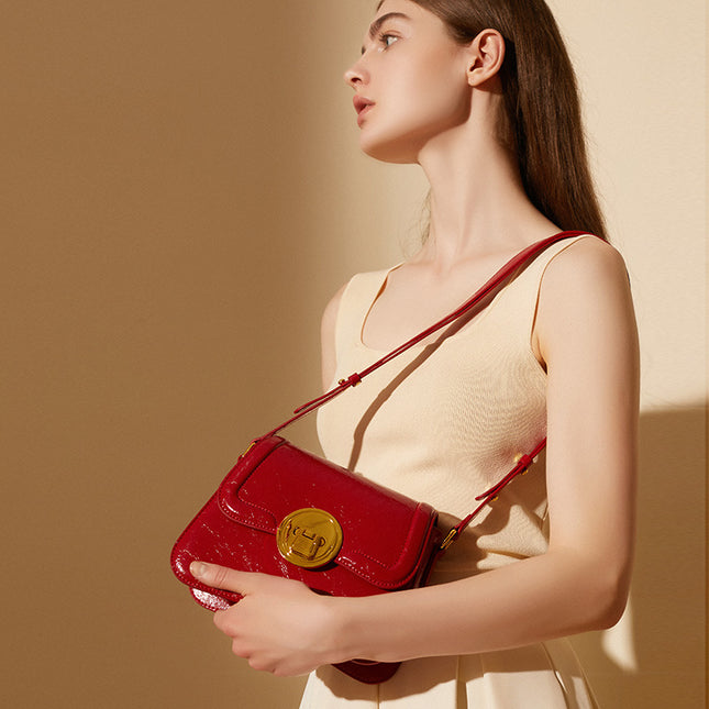 Women's Spring and Summer Handbag Leather Shoulder Crossbody Small Square Bag