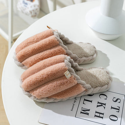 Wholesale Couple Winter Indoor Warm Home Thick-soled Faux Fur Slippers 