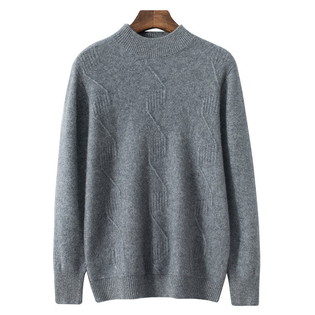 Wholeslae Men's Winter Cashmere Half Turtleneck Jacquard Thickened Sweater