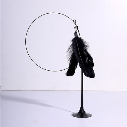 Wholesale Wire Cat Teaser Stick Suction Cup Base Cat Toy Feather Bell 