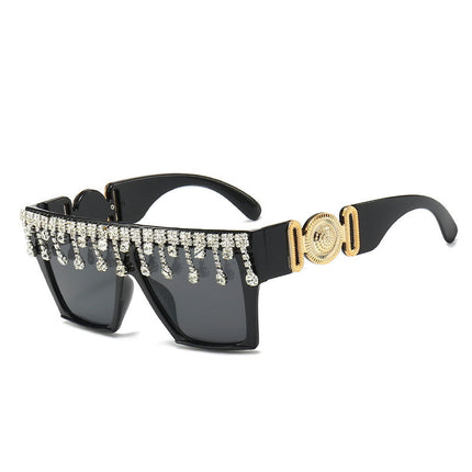 Women Party Party Stage Trendy Retro Large Frame Rhinestone Fashion Sunglasses 