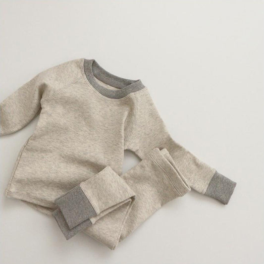 Wholesale Baby Autumn Winter Thickened Brushed Homewear Pajamas Set 
