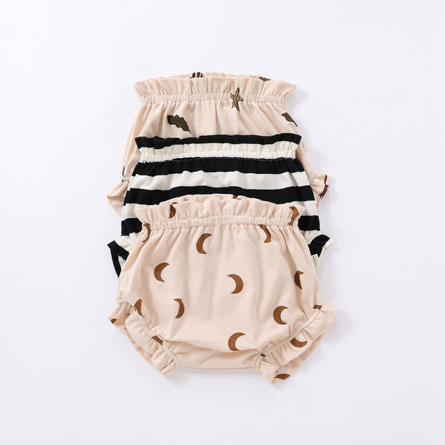 Infant Summer Shorts Tollder Cartoon Moon Print Striped Shorts