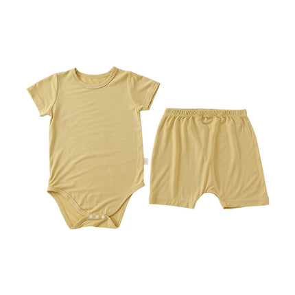 Wholesale Toddler Baby Summer Solid Color Bodysuit Shorts Set