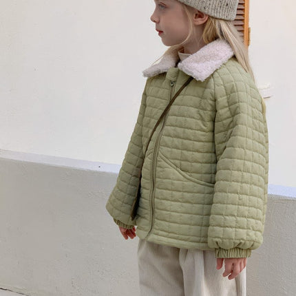 Wholesale Girls Winter Sherpa Lapel Thickened Padding Jacket