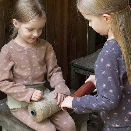 Wholesale Children's Winter Wool Spandex Floral Home Clothes Two Piece Set