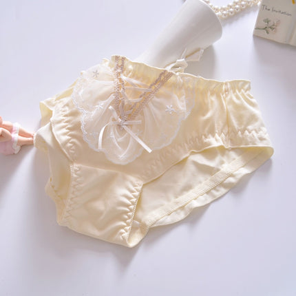 Wholesale Girls Cute Lace-up Ruffled Cotton Briefs