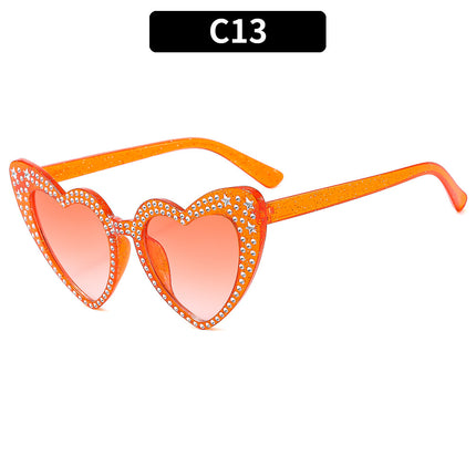 Women's Personalized Heart-shaped Trend Rhinestone Heart Fashion Love Sunglasses