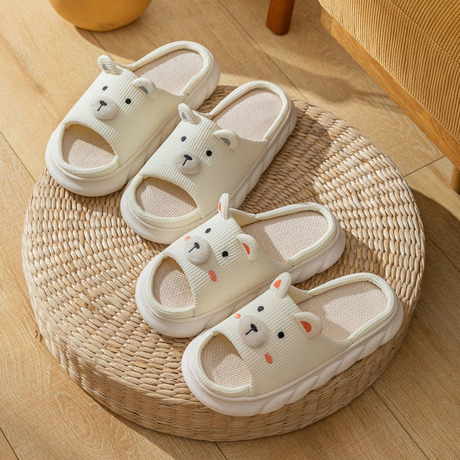 Wholesale Home Non-slip Cute Cotton and Linen Thick-soled Slippers 