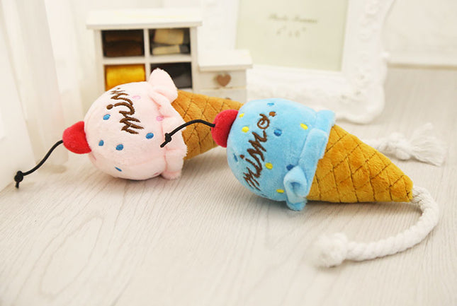 Wholesale Ice Cream Sound Toy Pink Blue Pet Dog Toys Supplies Cat Toys