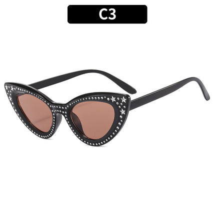 Wholesale Personality Fashion Cat-Eye Rhinestone Sunglasses