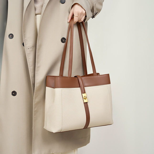 Women's Fashionable Cowhide Work Bag Large Capacity Bag Tote Bag