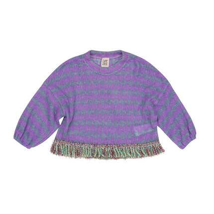 Wholesale Girls Autumn Winter Solid Color Cotton Tassel Contrast Sweater