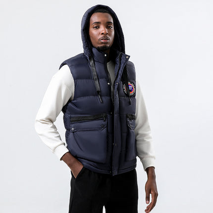 Wholesale Men's Plus Size Thickened Padded Vest Coat with Removable Hood