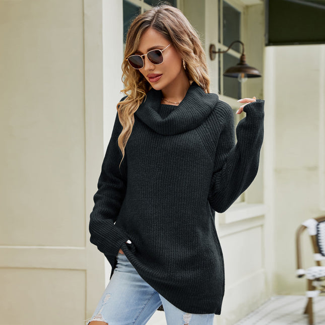 Wholesale Women's Fall Winter Mid-length Lapel Pullover Sweater