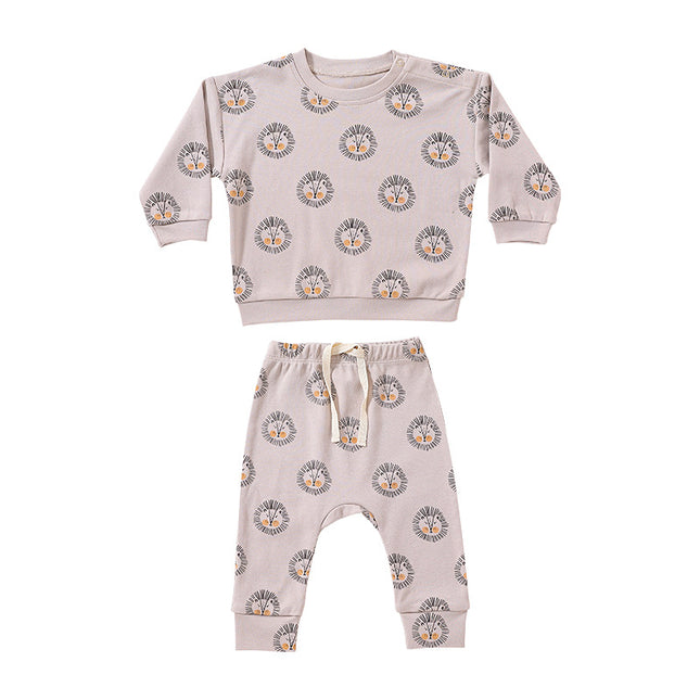 Infant Spring Printed Cotton Hoodies Joggers Two-piece Set