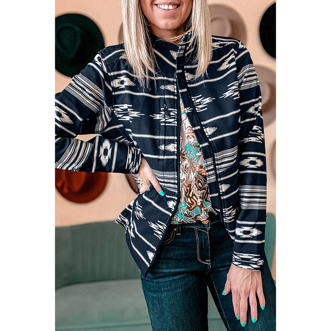 Wholesale Women's Autumn Printed Long Sleeve Zipper Jacket