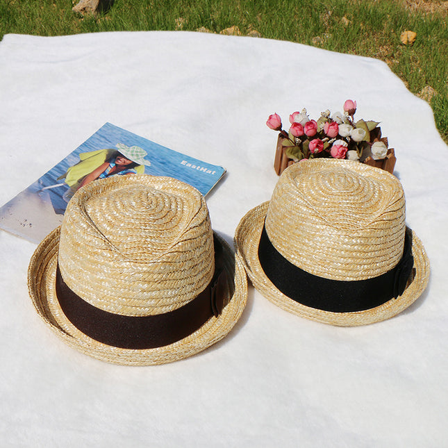 Wholesale Summer Sunshade Wheat Straw Braided Hand-knit Jazz Hat 