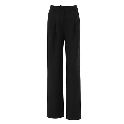 Wholesale Women's Autumn Black Simple Fashionable Casual High Waist Straight Pants