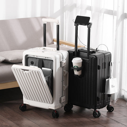 Mini Suitcase 20 Inch Aluminum Frame Front Opening Trolley Suitcase Password Suitcase