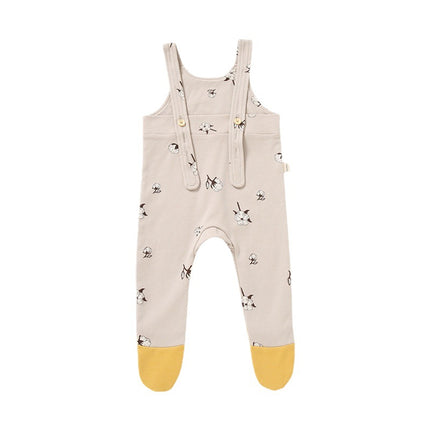 Infant Spring Overalls Baby Cotton Romper With Feet