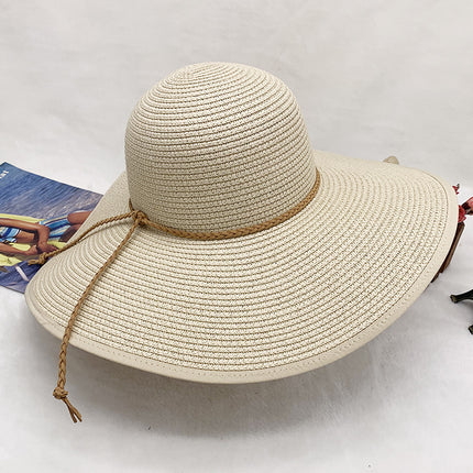 Women's Summer Big Brim Straw Hat Vacation Beach Hat Foldable Sun Hat 