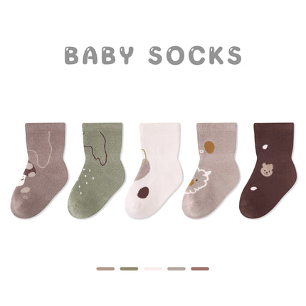 Wholesale 5 Pairs Baby Fall Striped Cartoon Bunny Cotton Socks