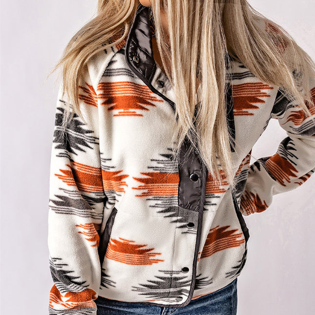 Wholesale Women's Winter Casual Printed Long Sleeve Cardigan Jacket