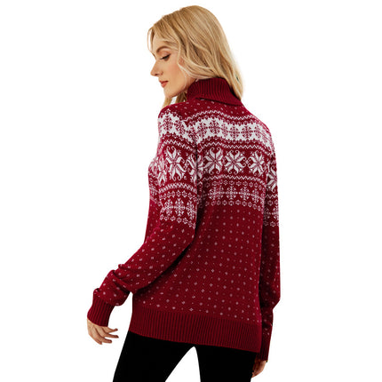 Wholesale Women's Fall Winter Pullover Red Turtleneck Christmas Sweater