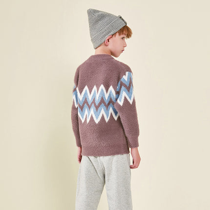 Wholesale Boys Autumn Winter Mink Velvet Pullover Long Sleeve Knitted Sweater