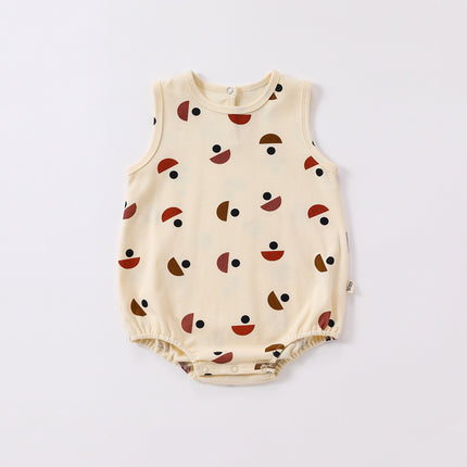 Newborn Baby Summer Thin Romper Infants Cotton Printed Triangle Bodysuit