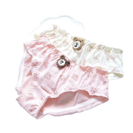 Wholesale Cute Girly Bear Pit Ruffled Cotton Briefs