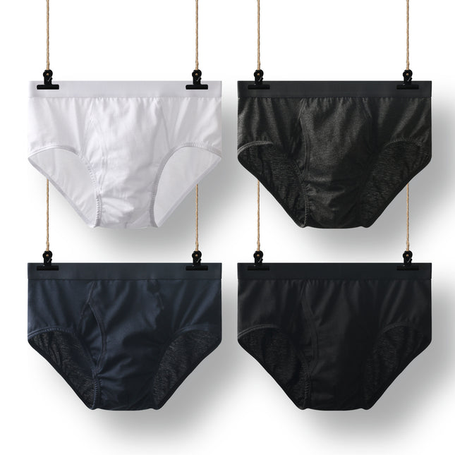 Men's High Waist Cotton Underwear Solid Color Briefs