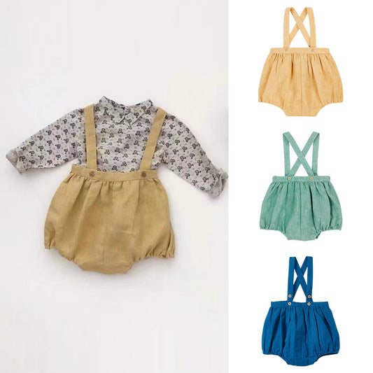 Infant Baby Summer Siamese Bib Shorts Girl Toddler Overalls