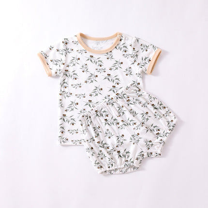 Wholesale Toddler Baby Summer Thin Cotton Short Sleeve Shorts Suit