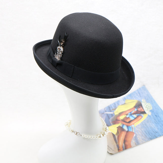 Wholesale Women's Fall Winter Elegant Bow Curled Woolen Hat Bucket Hat 