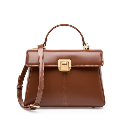 Horseshoe Buckle Genuine Leather Kelly Bag High-end Texture Handbag Shoulder Crossbody Bag 
