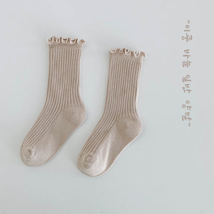 Wholesale 2 Pairs Kids Autumn Combed Cotton Edge Mid-calf Socks