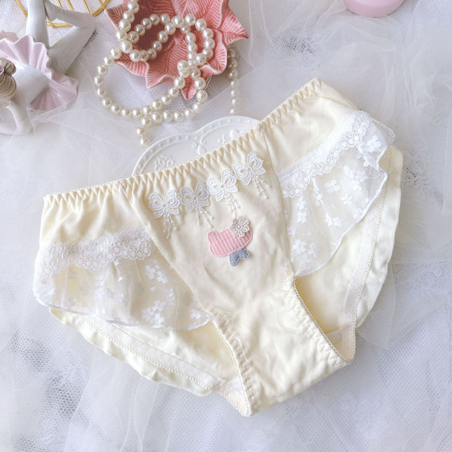 Wholesale Girls Sexy and Cute Embroidery Flash Cotton Briefs