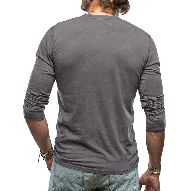 Wholesale Men's Long Sleeve Henley T-shirt Cotton Top