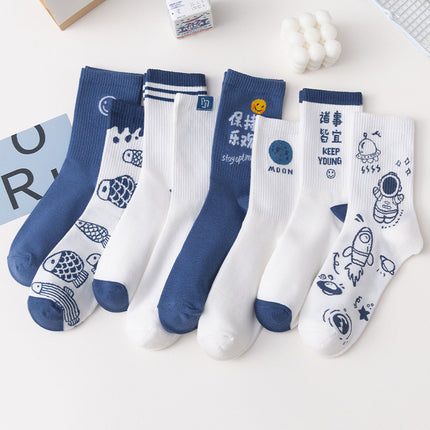 Wholesale Women's Spring Autumn Cute Cartoon Sports Cotton Mid-calf Socks