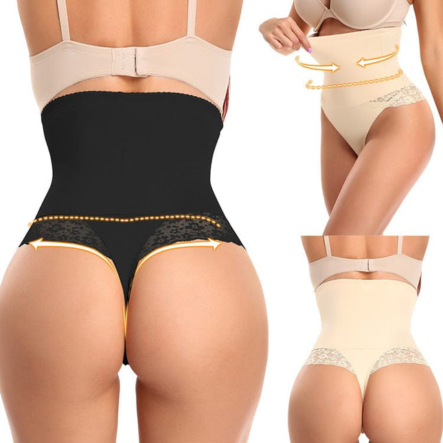 Women's Underwear Rubber Bone Lace Large Size High Waist Thong Abdomen Slimming